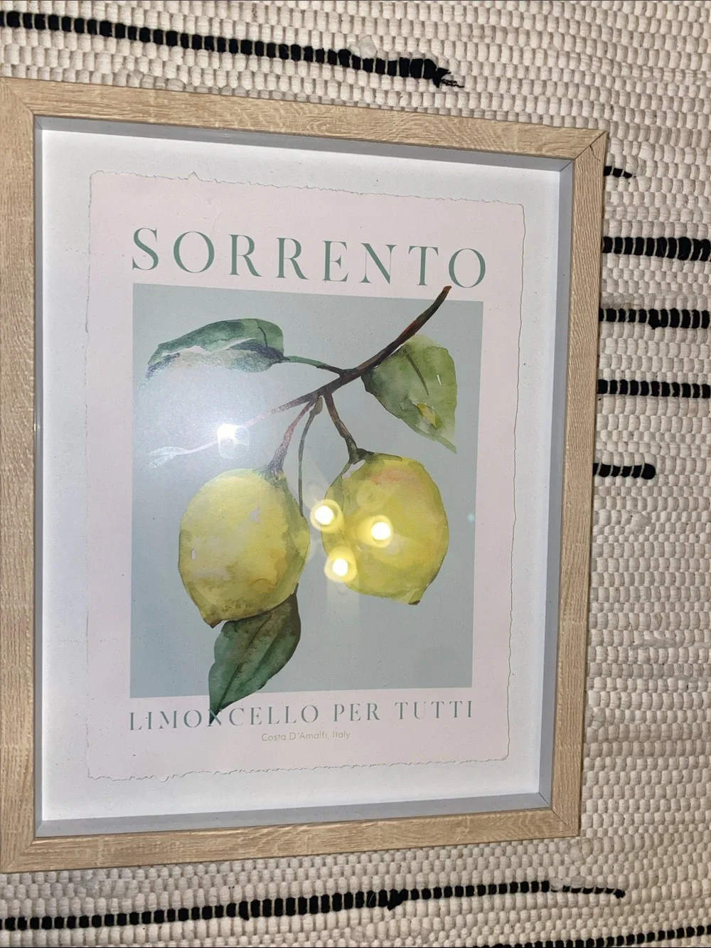 Framed Sorrento Lemon Wall Art in Natural Wood Frame Amalfi Coast